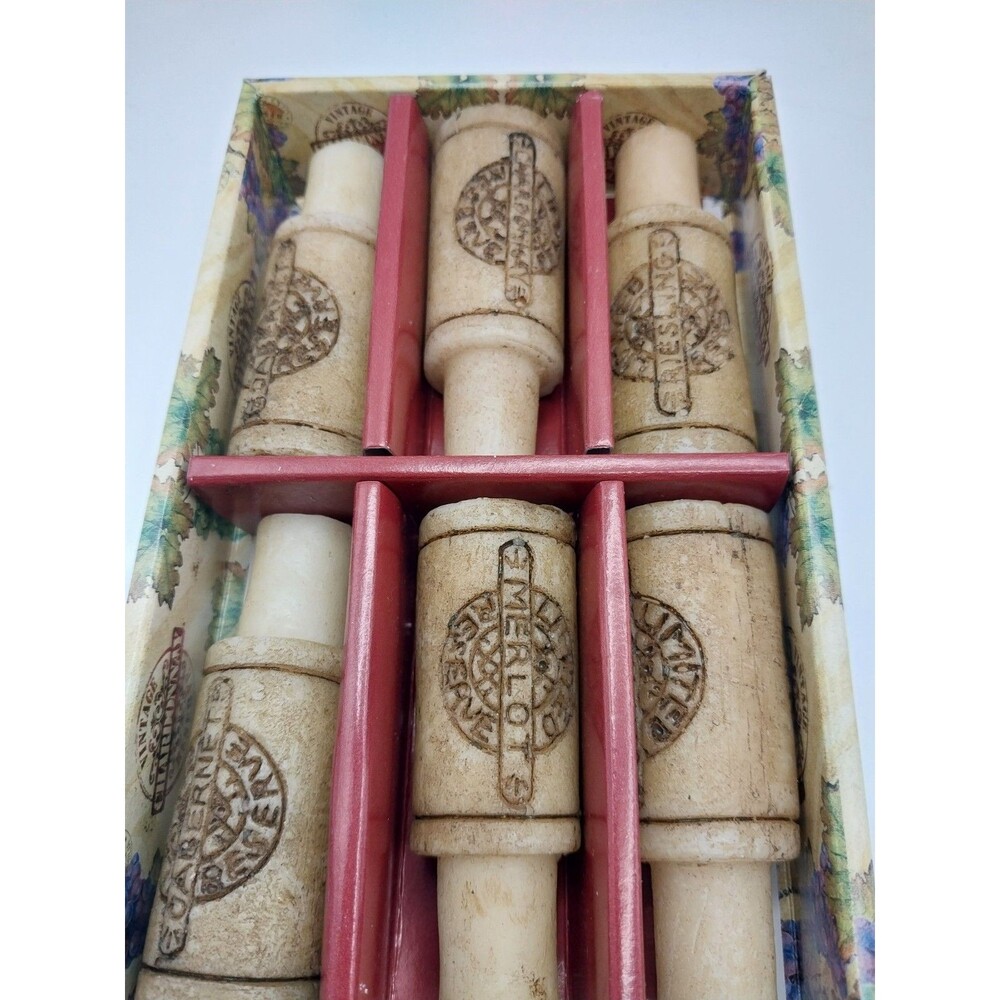 Wine Country Wine Cork 6 Piece Candle Set Merlot Chardonnay Cabernet Riesling